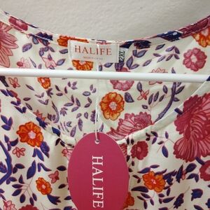 Halife Floral Midi Dress - Pink and Red